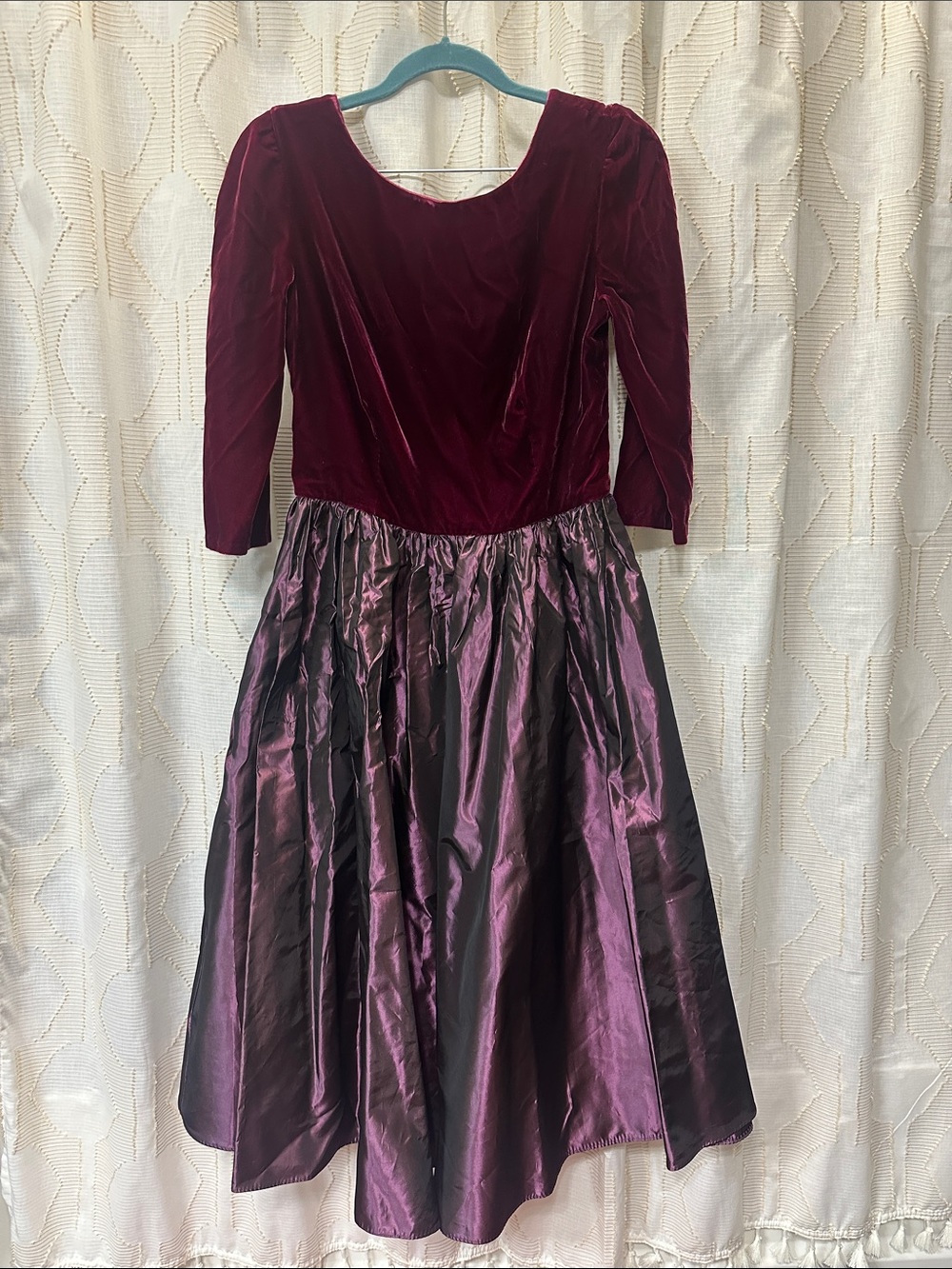 Vintage burgundy velvet taffeta dress